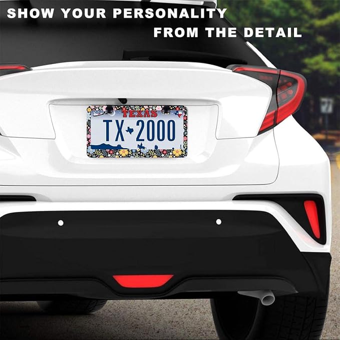 2 Pack Universal Retro Colorful Flowers License Plate Frame - Image 2