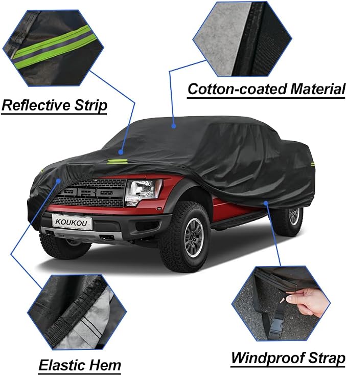 KouKou Truck Cover Waterproof All Weather, 7 Layers Heavy Duty Pickup Cover - Image 3