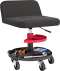 HOMCOM Rolling Mechanic Stool, 300 LBS Capacity Pneumatic Creeper Garage Stool by HOMCOM