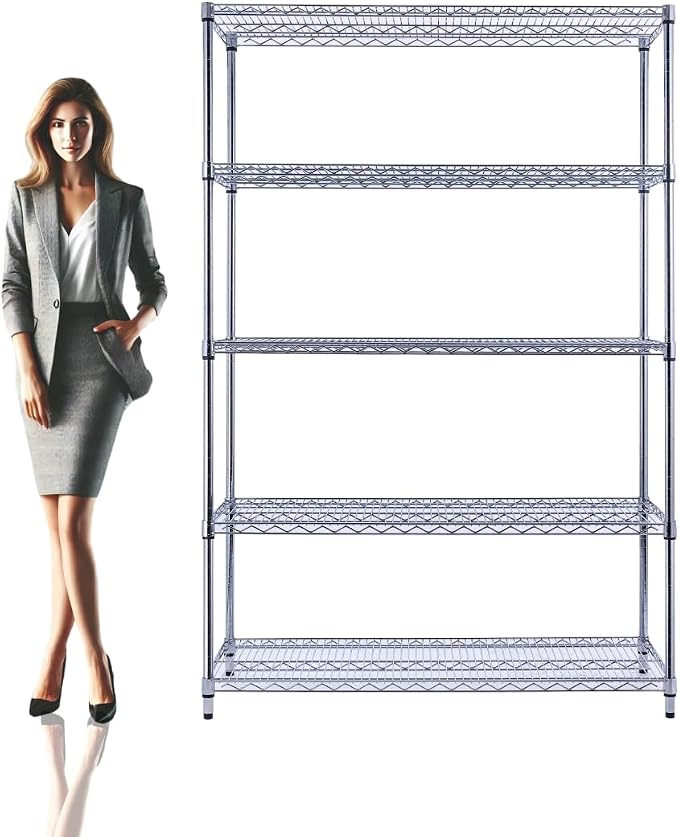 48"x24"x72" Chrome 5-Tier PREMIUM Wire Shelving NSF 4000 LBS MAX CAPACITY Heavy by UtilityBasics