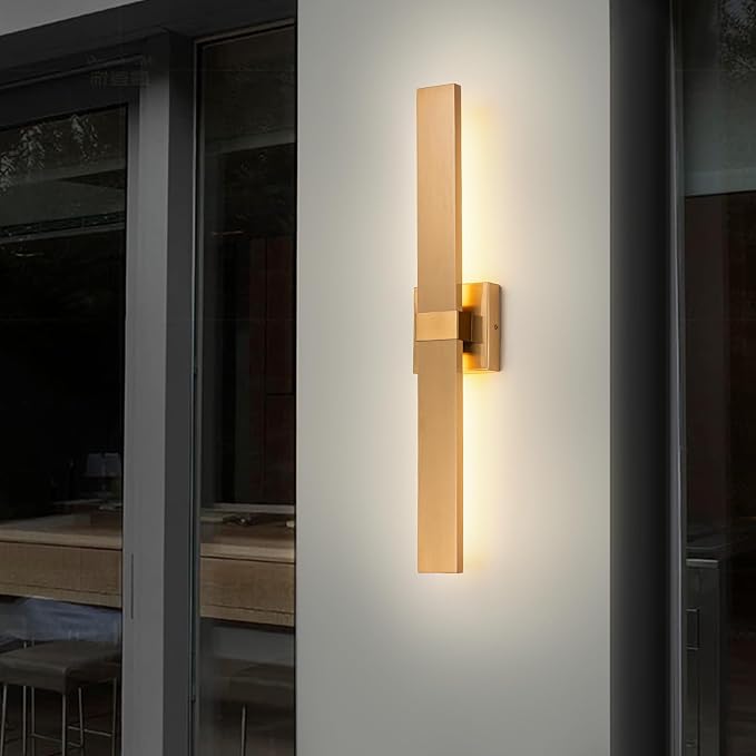 Modern LED Outdoor Wall Sconce 27.2" Gold Outdoor Wall Lights Exterior by Zicbol