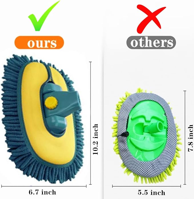Car Wash Brush with Long Handle, Car Wash Mop Mitt with 2 Replacement Head - Image 2