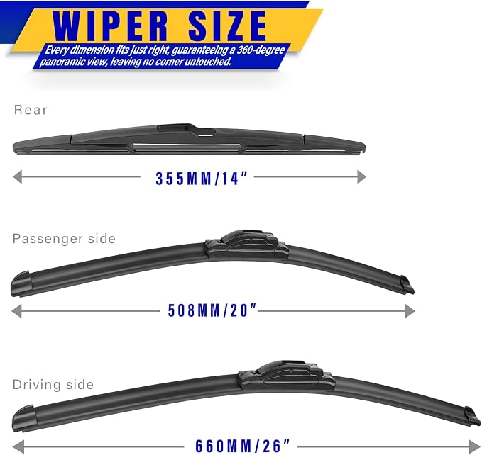 3 wipers Replacement for 2007-2014 Ford Edge/2007-2015 Lincoln MKX, Windshield - Image 2