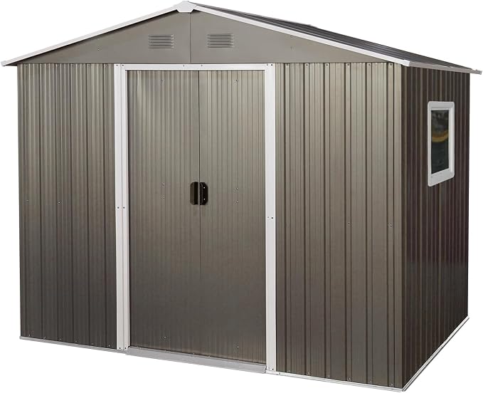 6x8 FT Outdoor Storage Shed, Metal Garden Shed - Image 9
