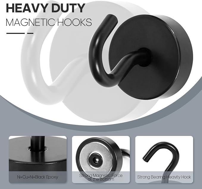 Neosmuk Magnetic Hooks, Cruise Ship Essentials, 40lb+ Heavy Duty Magnetic Hooks - Image 5
