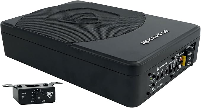 Rockville SS10P 800W Slim Under-Seat Active Car/Truck Subwoofer, Built-in Amp by Rockville