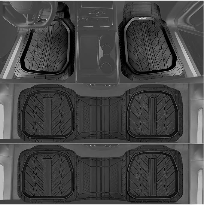 CAR PASS 3 Row Heavy Duty Rubber Car Mats, Deep-Dish All-Weather Floor Mats - Image 5