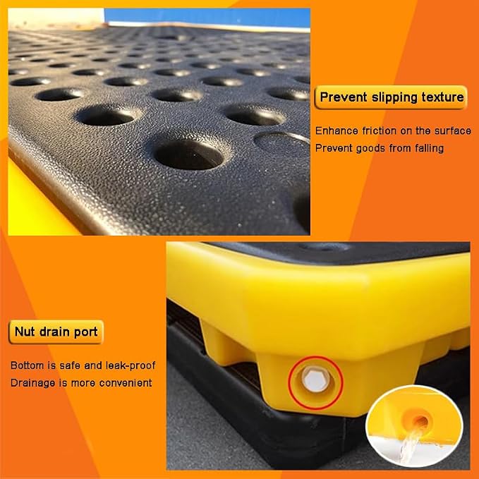 2 Drum Containment Spill Pallet, Polyethylene Low Profile Paint Bucket Tray - Image 5