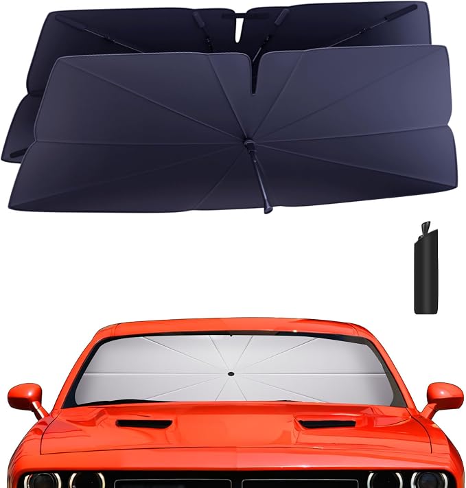 Windshield Sun Shade Umbrella for 2015-2024 Dodge Challenger Accessories: by HIMUMOY
