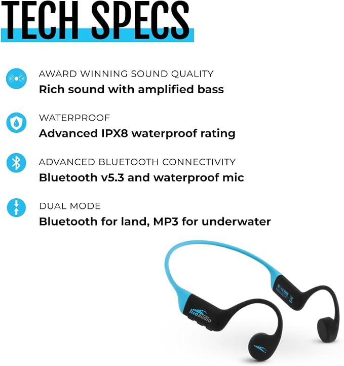 H2O Audio TRI 2 Multisport Waterproof Bone Conduction Open Ear Headphones - Image 7