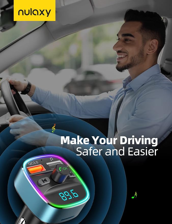 Nulaxy Bluetooth FM Transmitter, MP3 Player Support, TF Card & USB Disk - Image 7