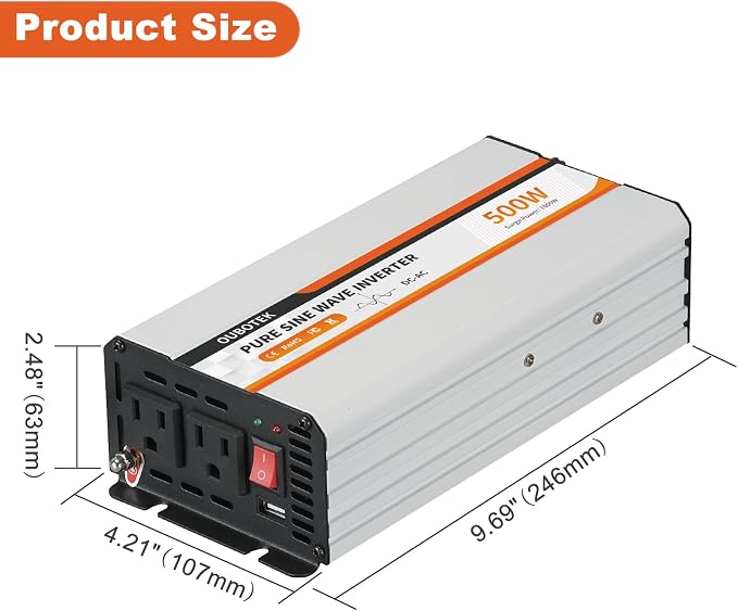 500W Power Inverter, DC 12V to 120V AC Converter - Image 5
