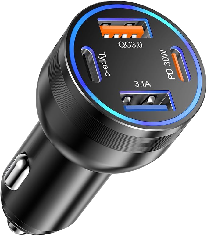 Car Charger USB C Fast Charging, 65W 4-Port Fast Car Phone Charger Accessories by Avatcen