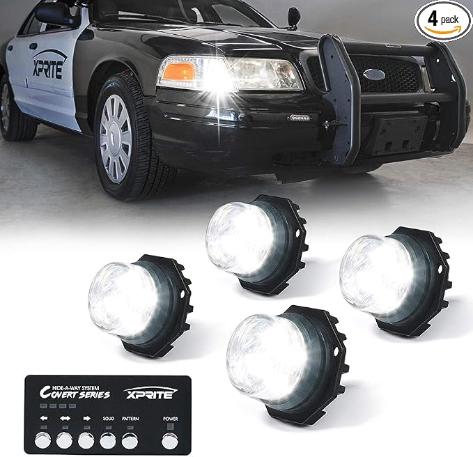 Xprite 4PCS LED Hideaway Strobe Lights Kit by XPRITE