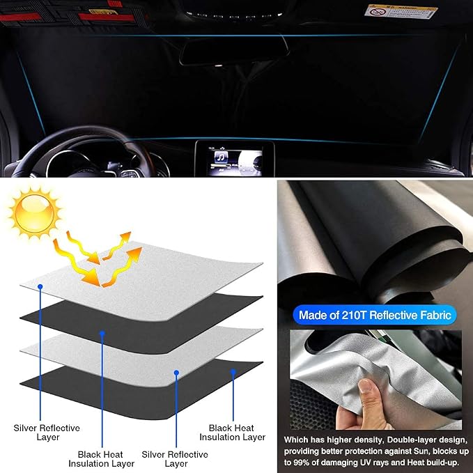 KUST Windshield Sun Shade for Audi Q7 SUV Accessories 2016-2026 Sunshade Sun - Image 2