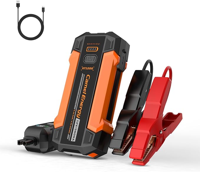 Portable Jump Starter 3000A Peak Car Battery Pack, 12V Jump Box up to 9.0L by CamelEnergy