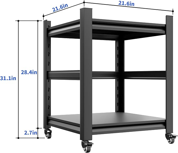 2 Sets Garage Shelving with Wheels and fences Unit 2 Tier Heavy Duty Storage - Image 3