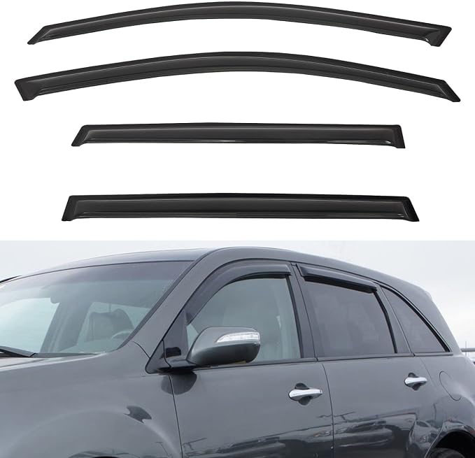 4pcs Front+Rear Smoke Tint Sun/Rain Guard Outside Mount Tape-On Vent Window by LQQDP
