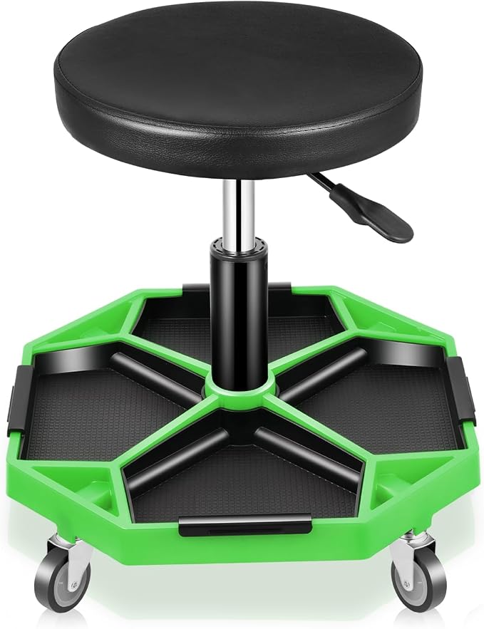 Auto Dynasty Mechanic Stool, Adjustable Rolling Pneumatic Creeper Garage Shop by AutoDynasty