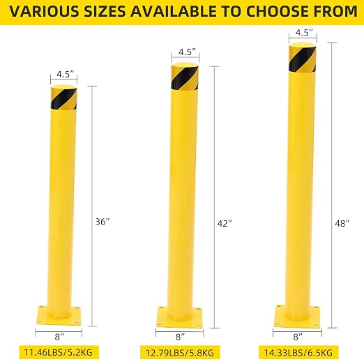 Safety Bollard 2 Packs, 48 Inch Height Steel Bollard Post - Image 7