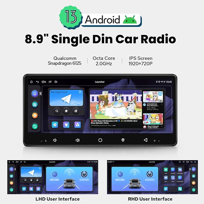 Joying 8.9" Single Din Touchscreen Radio Android 13 Head Unit - Image 2