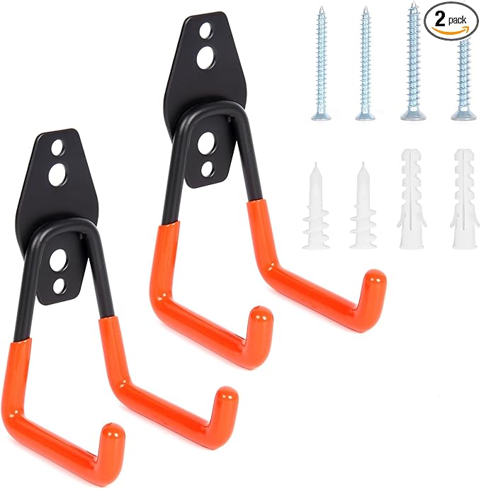2 Pack Heavy Duty Steel Utility Wall Hooks, Wall Mount Garage Storage Organizer by sihden