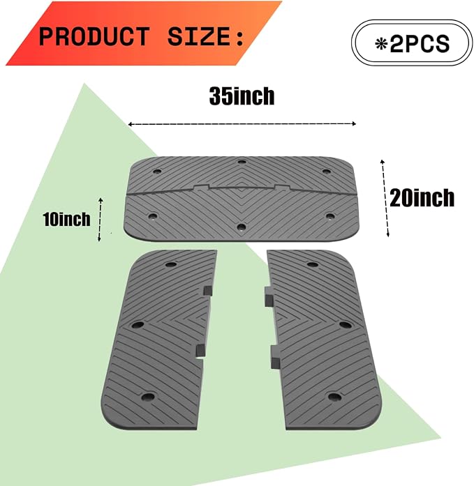 Speed Bumps for Driveway 35"x10"x1.8" Flexible Installation Connect Multiple - Image 2