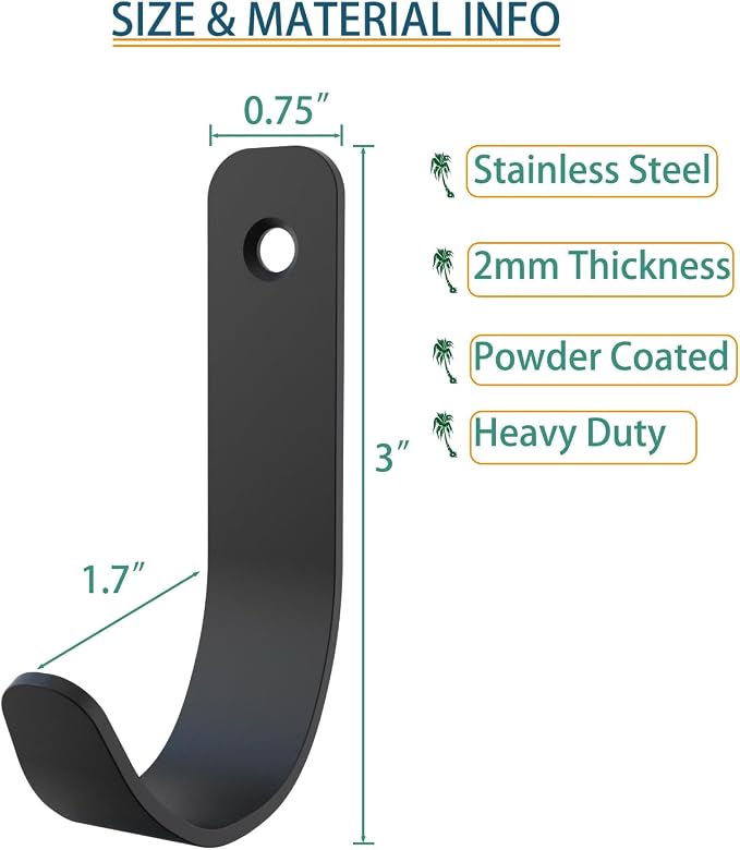 Stainless Steel Heavy Duty Coat Hook Wall Hooks Robe Hanger Hooks Hanging Hat - Image 4