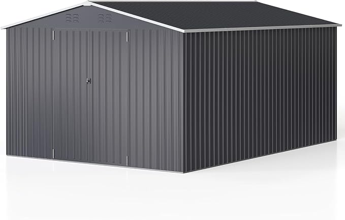 WKM 10x14 FT Outdoor Storage Shed, Utility Metal Tool Storage - Image 2