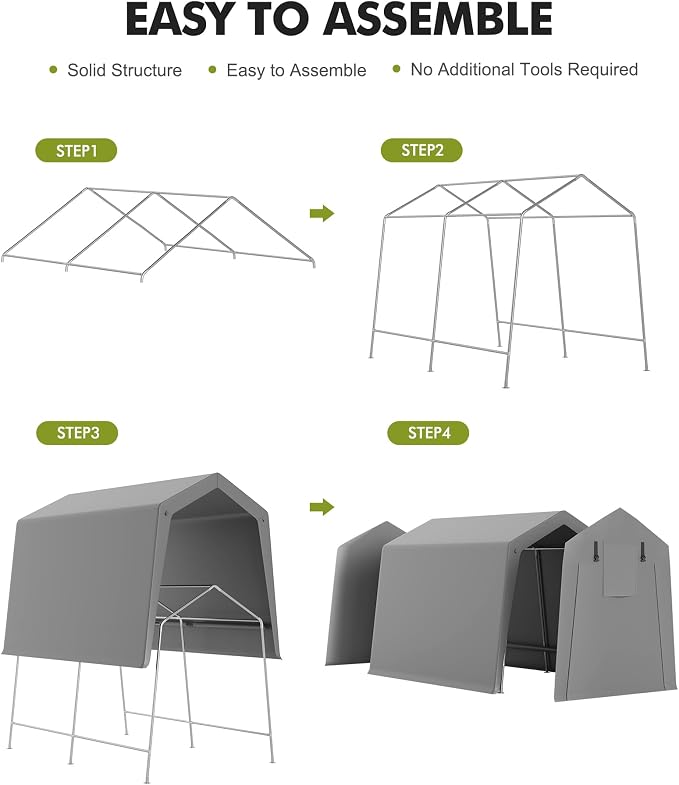 7 x 12 ft Carport Storage Shed, Portable Garage - Image 3