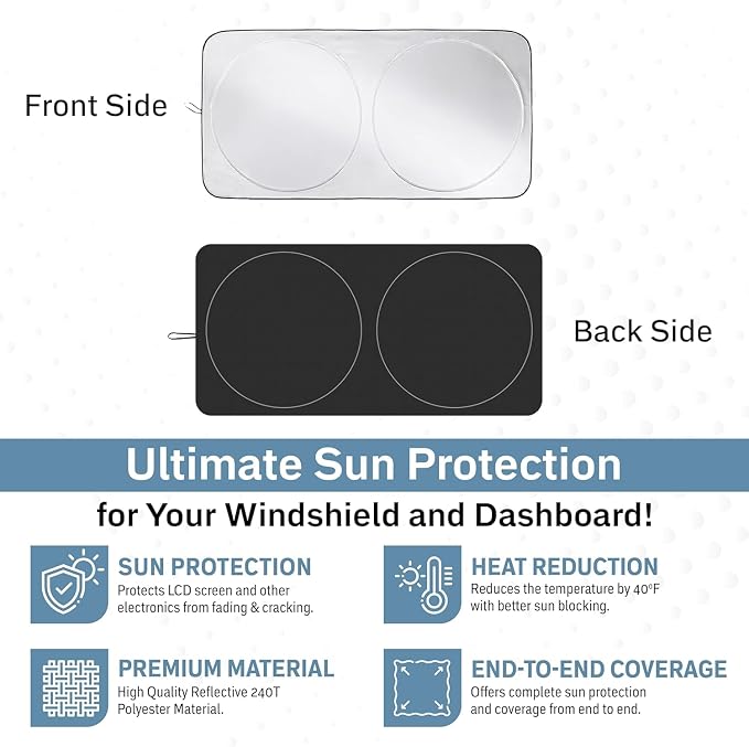 Foldable Windshield Sun Shade for Car – 240T Reflective UV and Heat Shield - Image 3