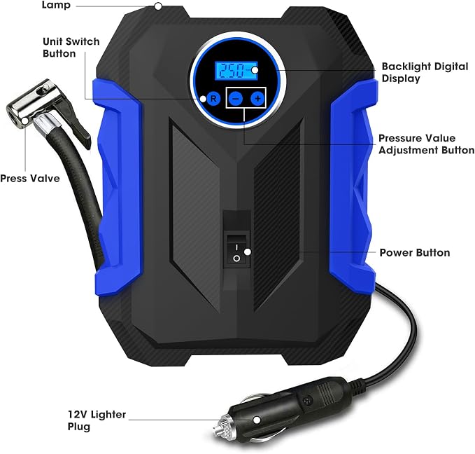 Digital Air Compressor for Car Auto Pump Portable Tire Inflator - Image 2