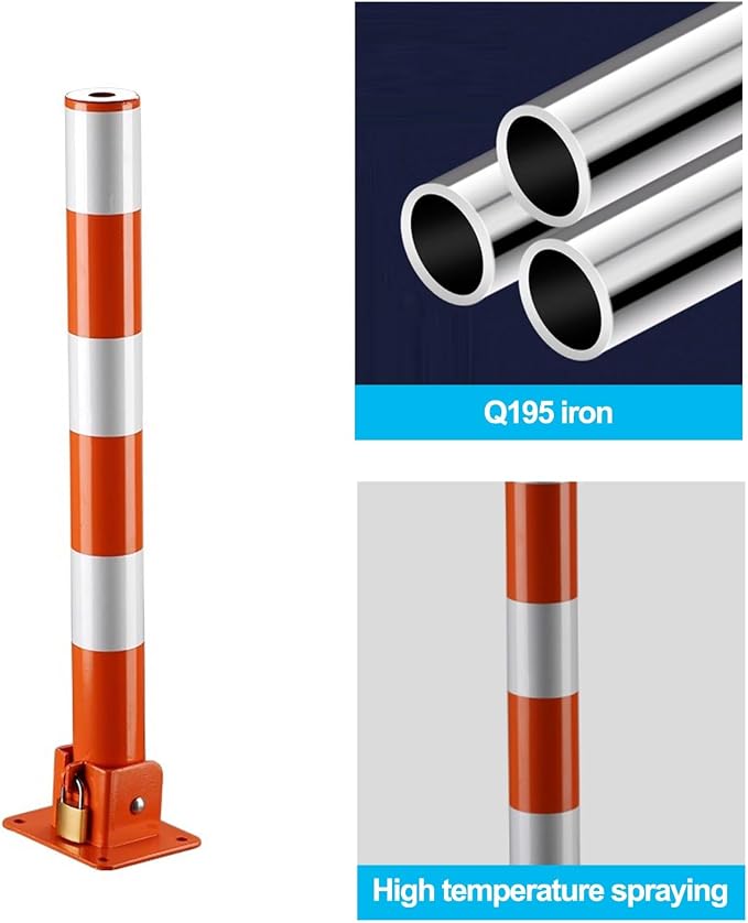 Steel Safety Bollard Post, Traffic Safety Bollard, Lockable Parking Pole - Image 4