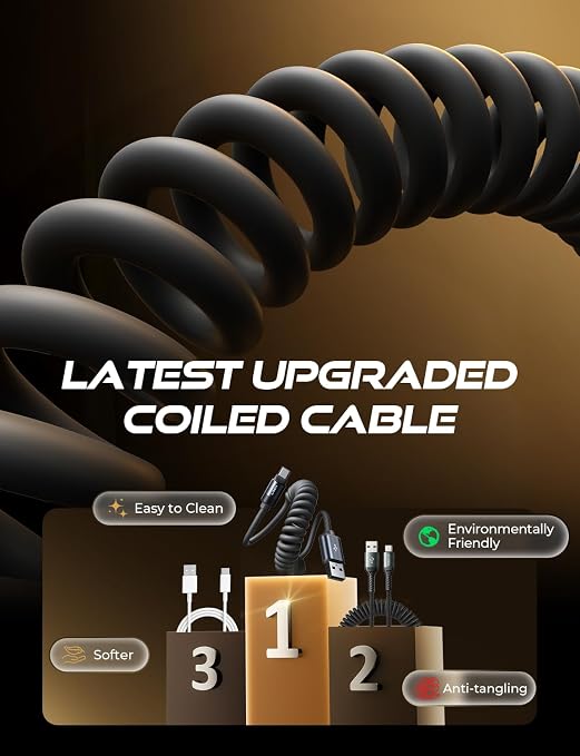 LISEN Coiled USB C Cable, 2 Pack - Image 5