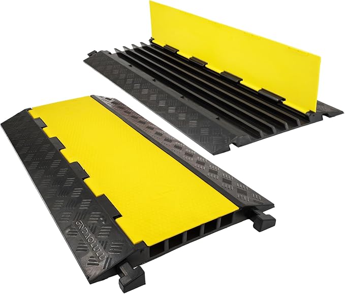 5 Channel 2 Pack Cable Protector Ramp Traffic Wire and Hose Ramp Cord Cover by GINDAOLULU