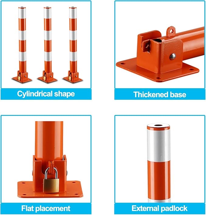 Steel Safety Bollard Post, Traffic Safety Bollard, Lockable Parking Pole - Image 5