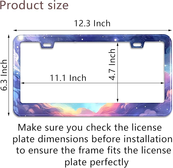 Space Galaxy License Plate Frame Blue Cloud Stars Sky Stainless Steel License - Image 3