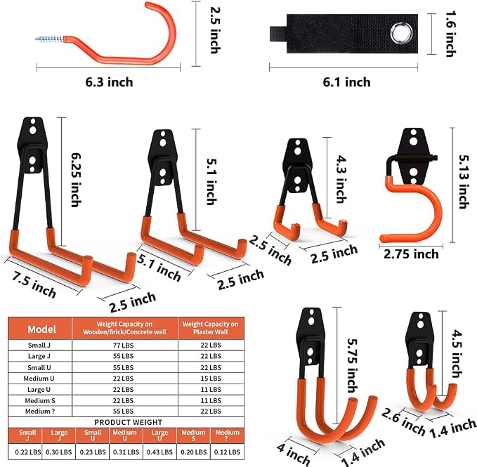 Intpro Garage Hooks 22 Pack Heavy Duty Garage Storage Hooks Steel Tool Hangers - Image 2