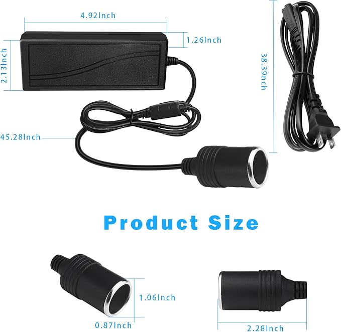inShareplus 12V 5A 60W AC to DC Converter, 12 Volt Cigarette Lighter Adapter - Image 6
