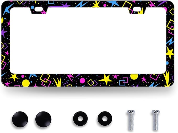 Psychedelic Stars License Plate Frame Colorful Galaxy License Plate Holder by RNKATIH