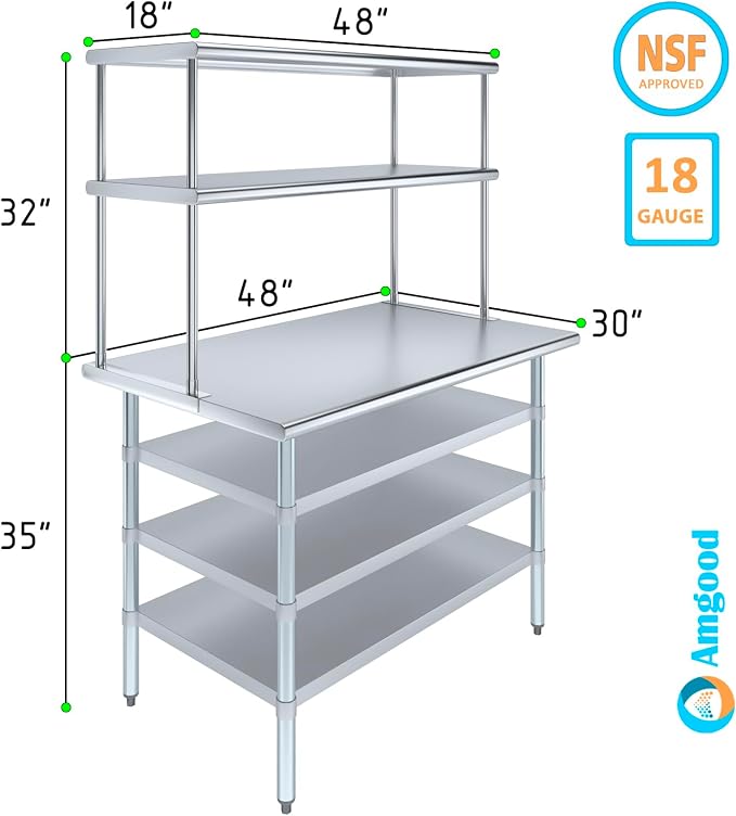 Amgood 30" x 48" Stainless Steel Work Table - Image 3