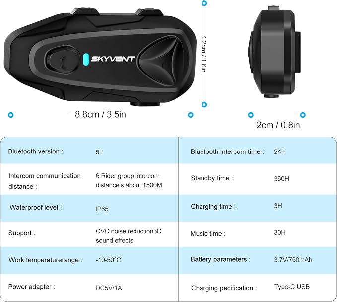 Q4 Motorcycle Bluetooth Communication System Headset Intercom, 4 Riders 1500m - Image 7