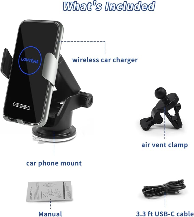 15W Fast Car Mount Charger, Charging Wireless Car Charger Phone Mount Phone - Image 9