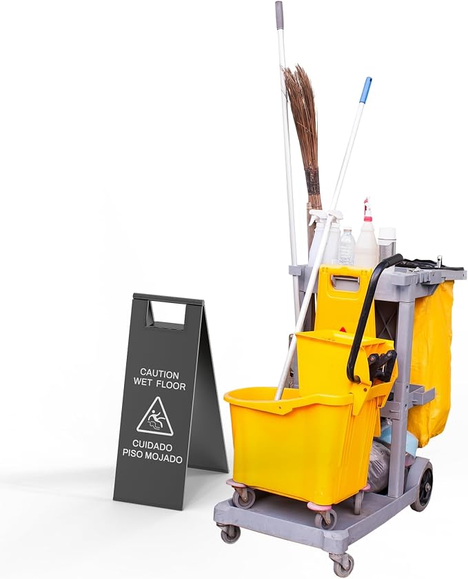 Stainless Steel Wet Floor Sign 2 Pack, 24 Inch Double-Sided Foldable Caution - Image 2