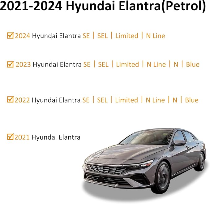 Binmotor- Floor Mats for Hyundai Elantra 2021-2025, Front & 2nd Row, TPE All - Image 2