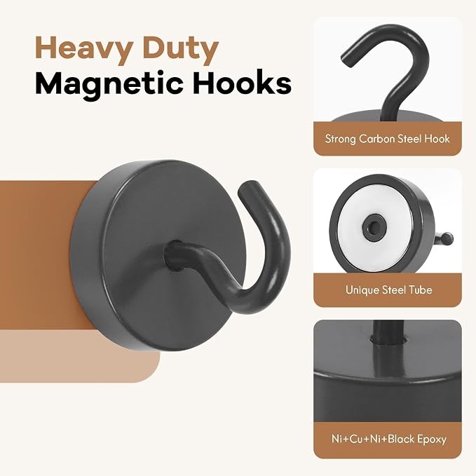 Neosmuk Magnetic Hooks, Cruise Ship Essentials, 80lb+ Heavy Duty Magnetic Hooks - Image 4