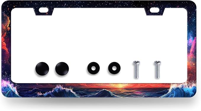 Waves Starry Sky Galaxy License Plate Frame Galaxy License Plate Holder by RNKATIH