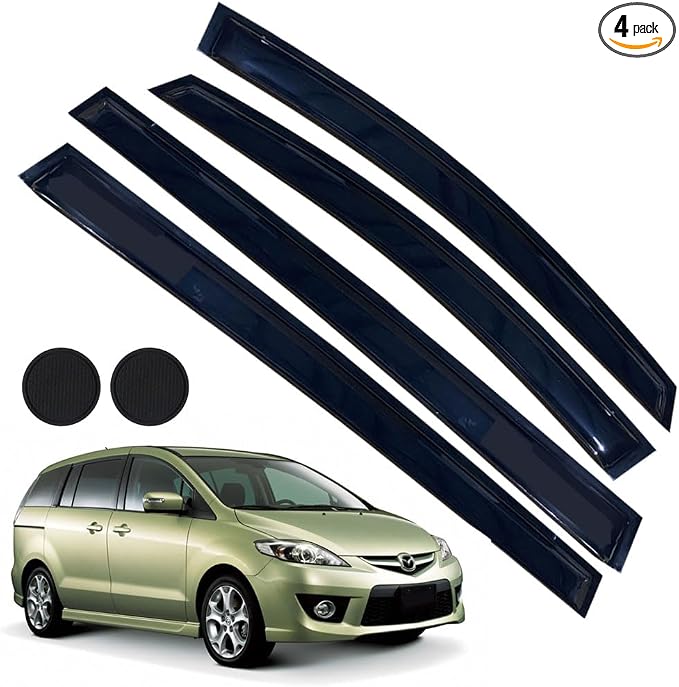 Rain Guards for Mazda 5 2006-2015, Tape-on Side Window Deflectors for Mazda 5 by LETINGFAR