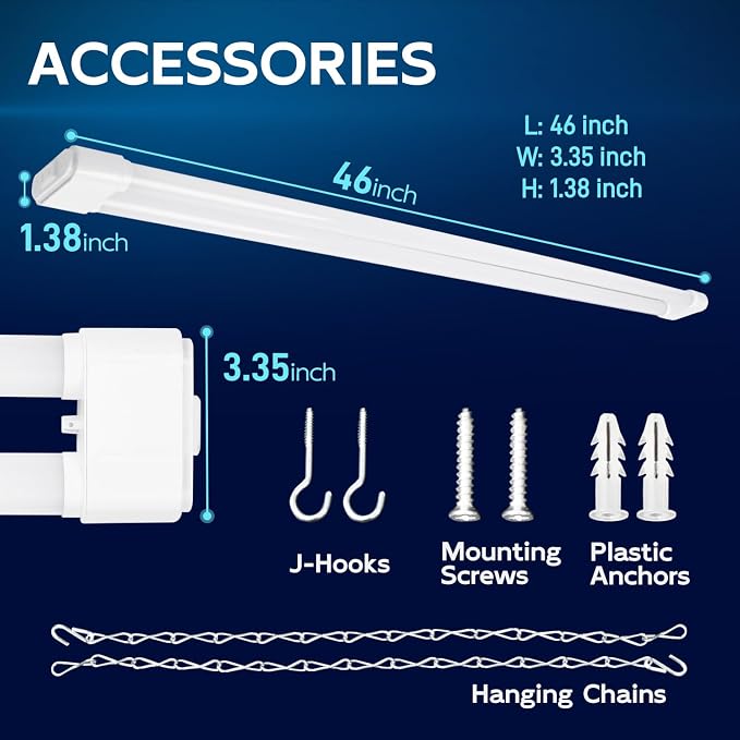 hykolity 4 Pack Linkable LED Shop Light, 4FT 44W, 5000K Daylight, Plug-in - Image 6