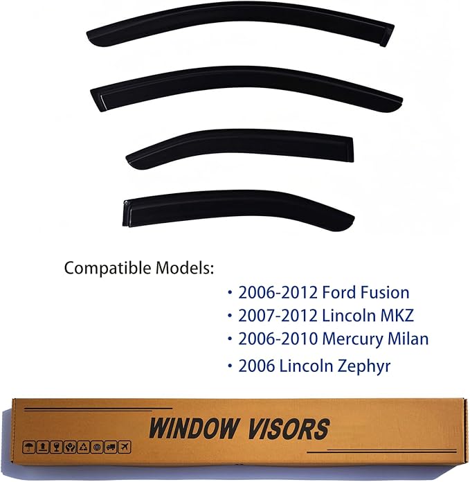 Window Visors Rain Guards fits 2006-2012 Ford Fusion, Out-Channel Window Wind - Image 2
